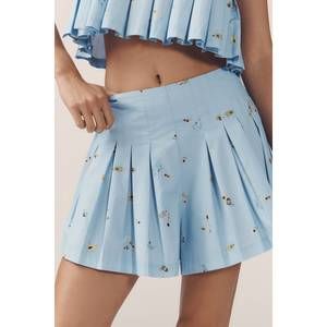 NEW EN SAISON zoey pleated skirty shorts in blue